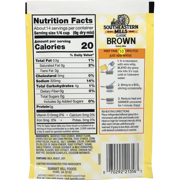 Southeastern Mills Gravy Mix, Classic Brown, Family Size