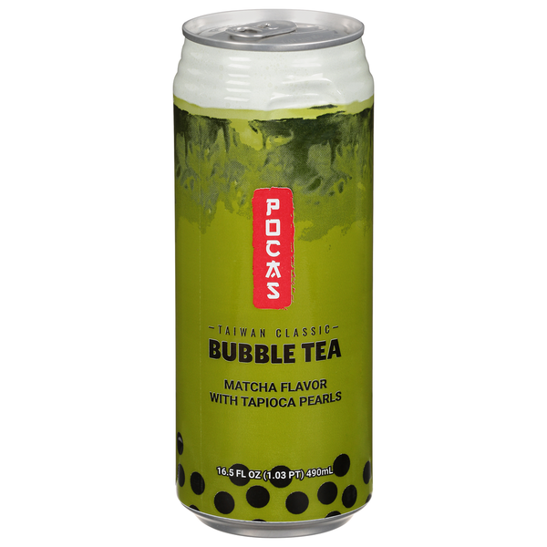 Pocas Bubble Tea, Matcha Flavor with Tapioca Pearls, Taiwan Classic