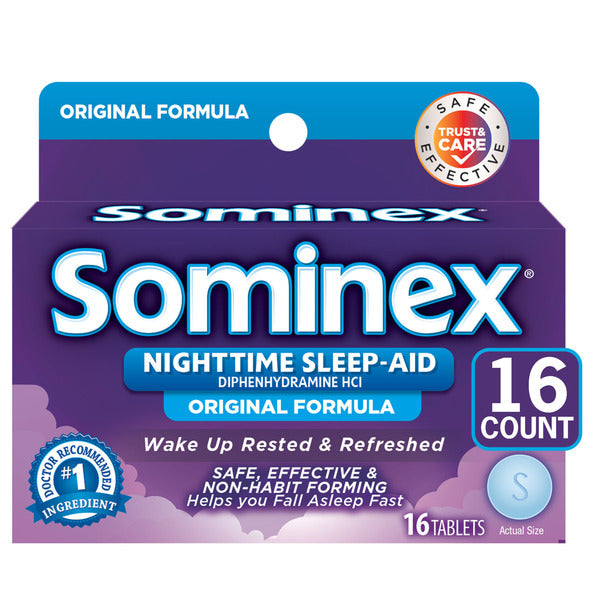 Sominex Nighttime Sleep-Aid with Diphenhydramine HCl 25 mg, Original Formula