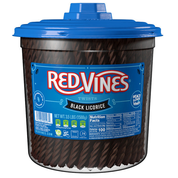 Red Vines Twists, Soft Black Licorice Bulk Candy Jar