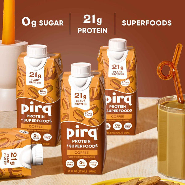 Pirq 21g Plant Based Protein Shakes, Coffee