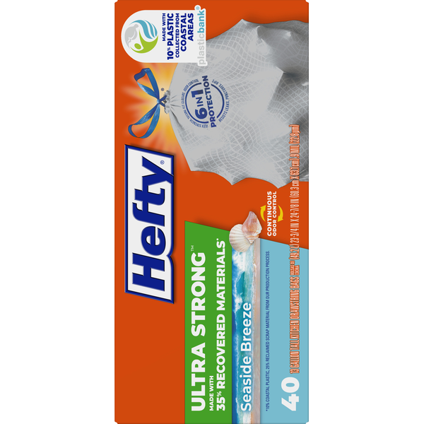 Hefty Drawstring Bags, Seaside Breeze, Tall Kitchen, 13 Gallon