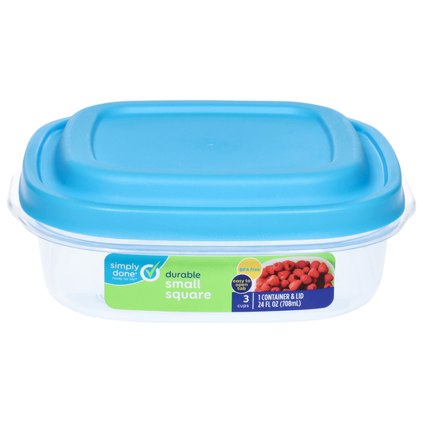 Simply Done Container & Lid, Durable, Small Square, 3 Cup