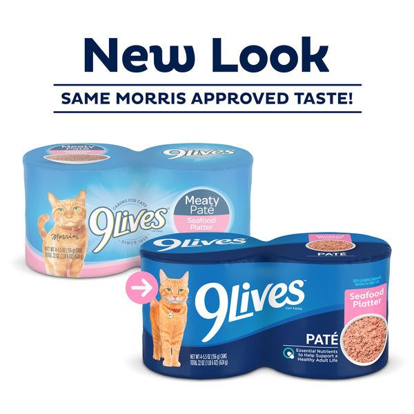 9Lives Paté Seafood Platter Wet Cat Food, 5.5 oz. Cans (Pack of 4)