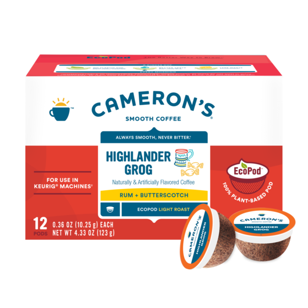 Cameron's Coffee EcoPods, Flavored, Highlander Grog Light Roast Ground Coffee