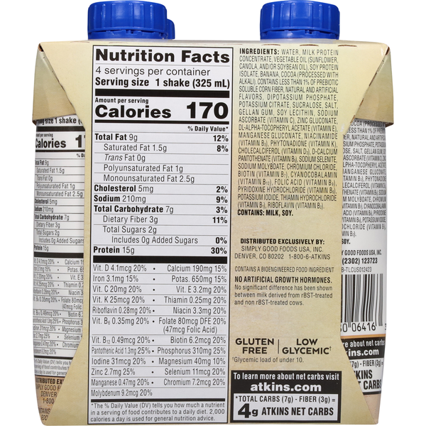 Atkins Protein-Rich Shake, Steady Energy, Chocolate Banana