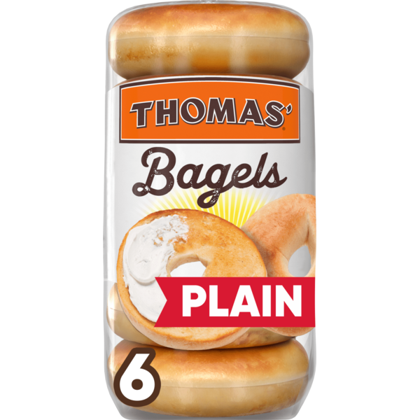 Thomas’ 6 ct, Plain, Bagels, 9g Protein, Kosher, Bagels, 18 oz