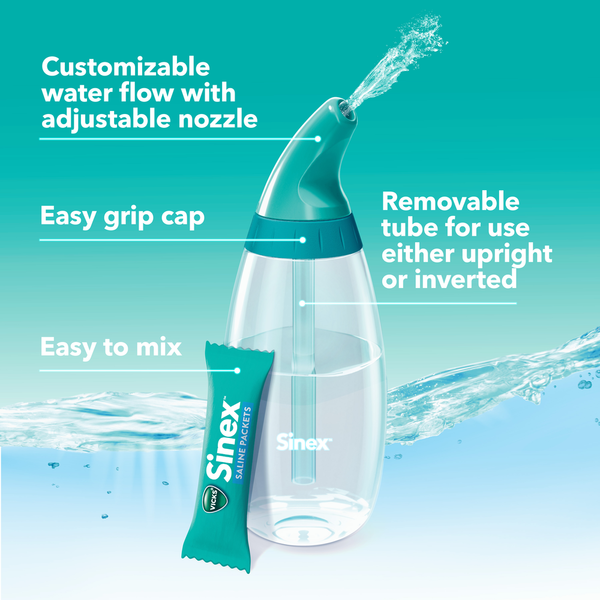 Vicks Sinex Saline Nasal Rinse, Starter Kit, 1 Bottle + 30 Packets