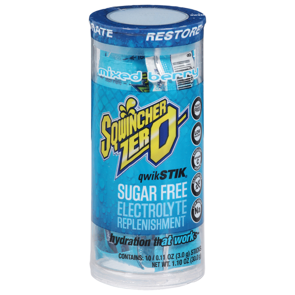 Sqwincher Zero Electrolyte Replenishment, Sugar Free, Mixed Berry, Restore