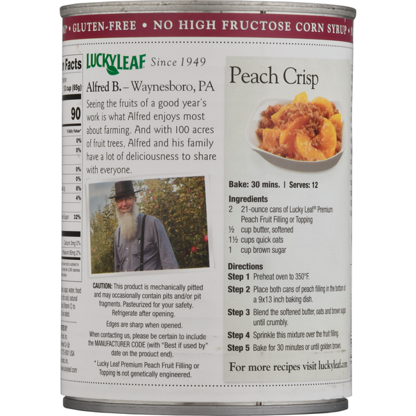 Lucky Leaf Fruit Filling or Topping, Premium, Peach