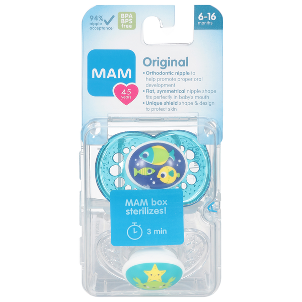MAM Pacifiers, Original, Age 6-16 Months
