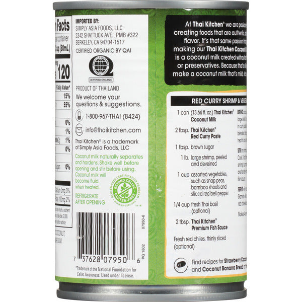 Thai Kitchen Organic Unsweetened Coconut Milk