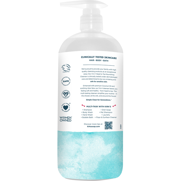 Kirk's Nourishing 3-in-1 Head to Toe Fragrance Free Cleanser