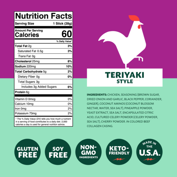 Mighty Spark Teriyaki Style Chicken Snack Stick