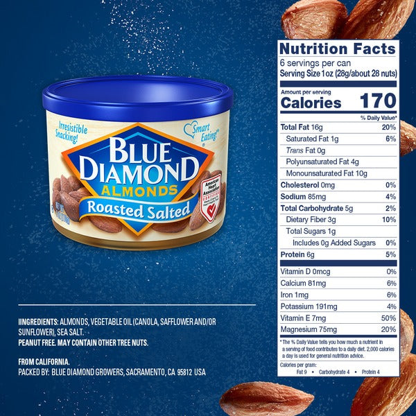 Blue Diamond Almonds, Roasted Salted