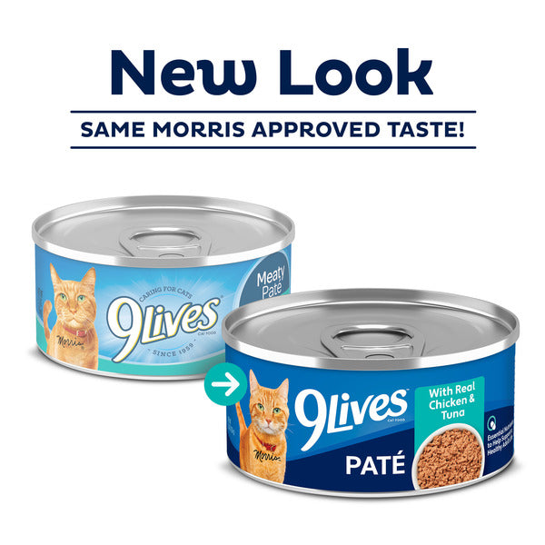9Lives Paté Wet Cat Food with Real Chicken and Tuna, 5.5 oz. Cans (Pack of 4)
