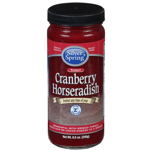 Jar of Silver Spring Cranberry Horseradish on a white background