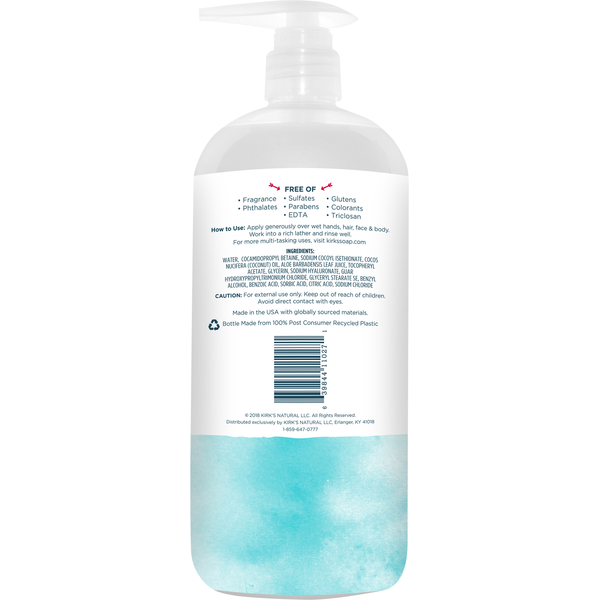 Kirk's Nourishing 3-in-1 Head to Toe Fragrance Free Cleanser