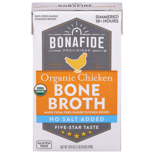 Bonafide Provisions Chicken Bone Broth, No Salt Added, Organic