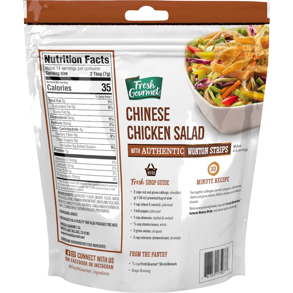 Fresh Gourmet Wonton Strips, Authentic