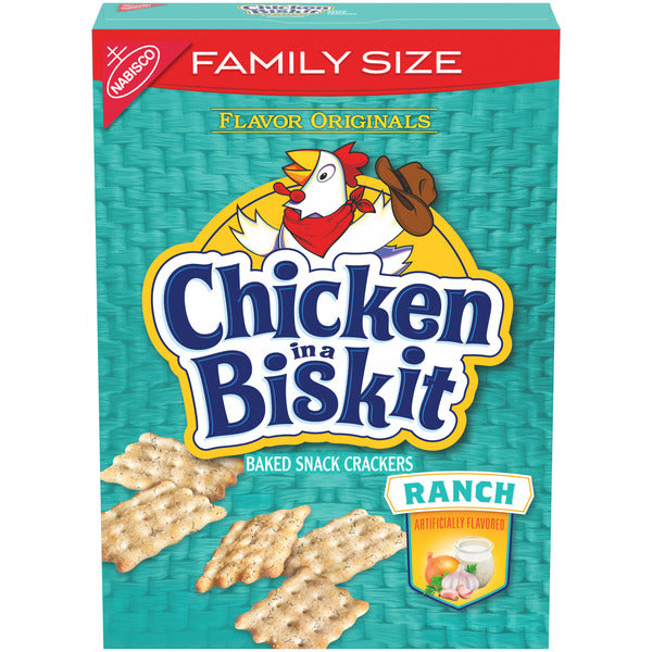 CHICKEN IN A BISKIT Ranch Baked Snack Crackers, Lunch Snacks, Family Size 12 oz