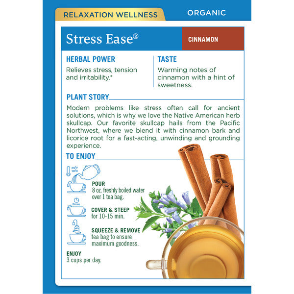 Traditional Medicinals Organic Stress Ease, Caffeine Free Herbal Tea