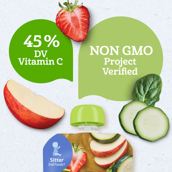 Gerber Stage 2 Baby Food Organic Apple Zucchini Spinach Strawberry Puree Pouch