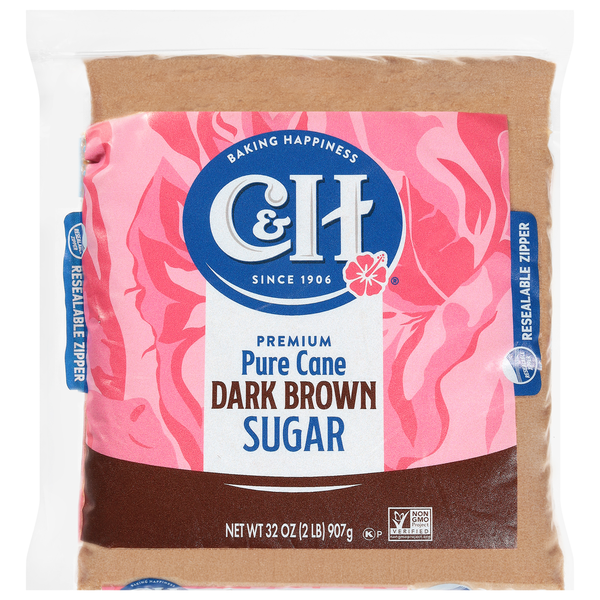C&H Premium Pure Cane Dark Brown Sugar 2 lb. Zipper-Pak