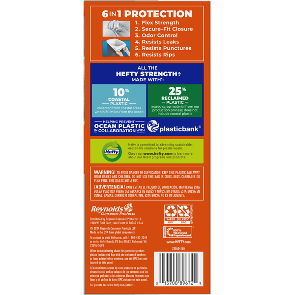 Hefty Drawstring Bags, Seaside Breeze, Tall Kitchen, 13 Gallon