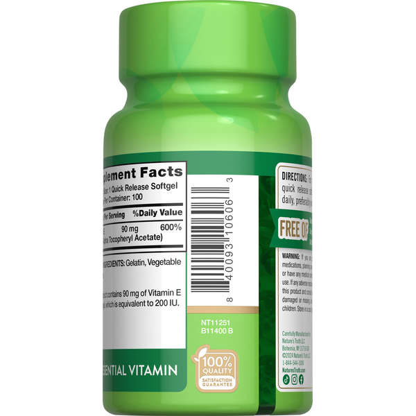 Nature's Truth Vitamin E, Softgels