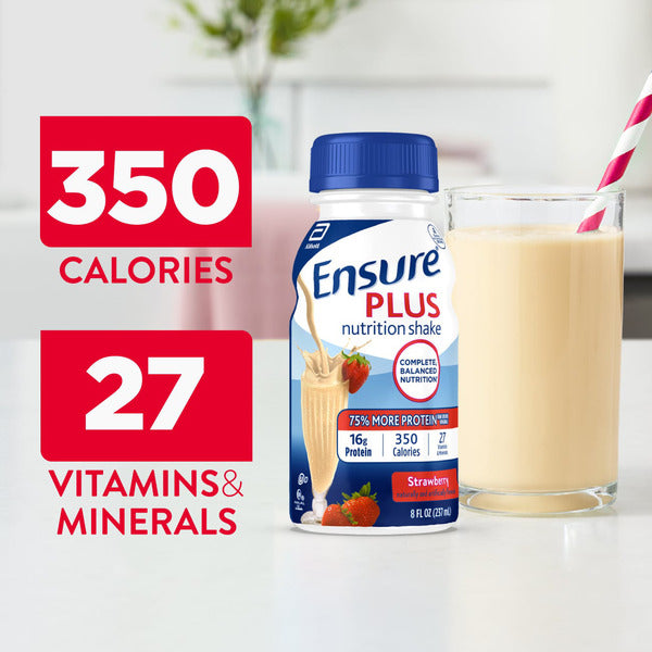 Ensure Plus Nutrition Shake Strawberry Ready-to-Drink Bottles