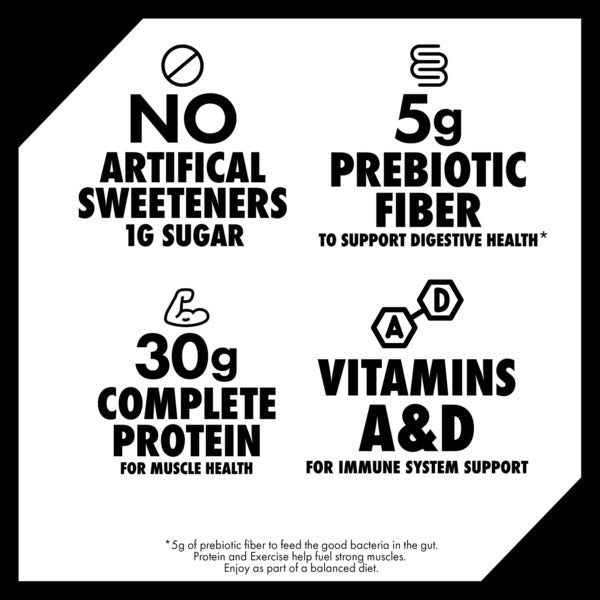 Oikos Protein Shake, Salted Caramel, 30g High Protein Drinks, Shelf Stable, Ready to Drink, 5g Prebiotic Fiber, 12 fl oz Bottle, 4 Count