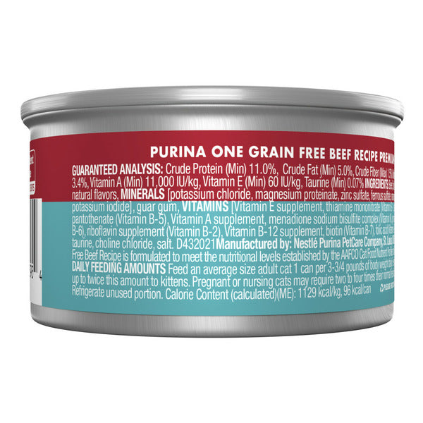Purina ONE Natural, High Protein, Grain Free Wet Cat Food Pate, Beef Recipe
