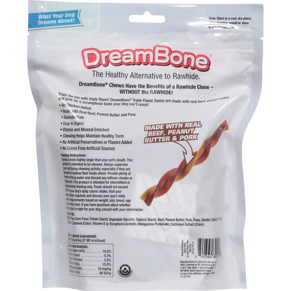 DreamBone Dog Chews, with Real Beef & Vegetables, Triple Flavor, Swirlz