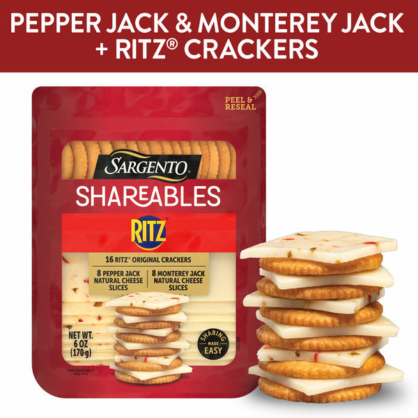 Sargento Shareables Pepper Jack & Monterey Jack Sliced Cheese with Ritz® Original Crackers Cheese Tray