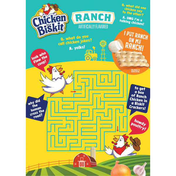 CHICKEN IN A BISKIT Ranch Baked Snack Crackers, Lunch Snacks, Family Size 12 oz