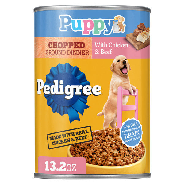 Pedigree Puppy Chopped Ground Dinner Dog Food with Chicken & Beef