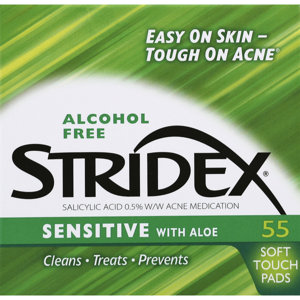 Stridex Acne Medication, Sensitive, with Aloe, Soft Touch Pads