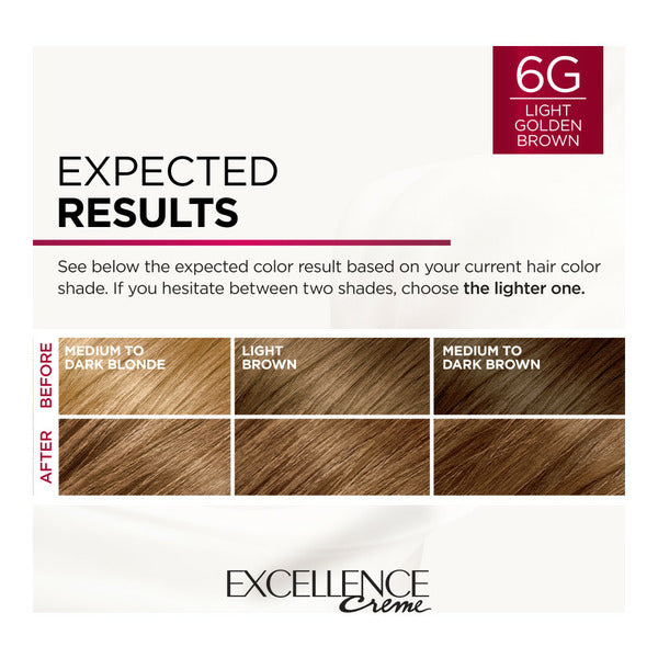 L'Oreal Creme Permanent Triple Care Hair Color, 6G Light Golden Brown