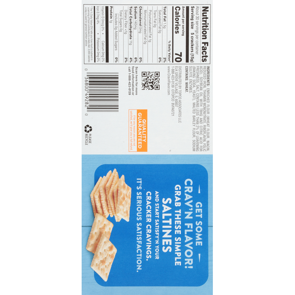 Crav'n Flavor Saltine Crackers, Original, 4 Inner Packs