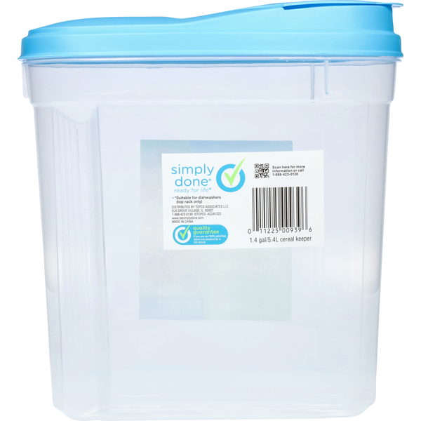 Simply Done Container & Lid, Durable, Cereal Keeper, 1.4 Gallon
