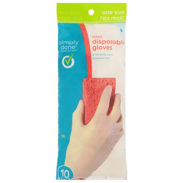 Simply Done Disposable Latex Gloves, One Size Fits Most