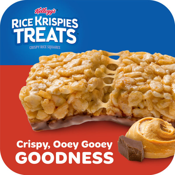 Kellogg's Rice Krispies Treats Chocolatey Peanut Butter Crispy Rice Squares, Kids Snacks, 14 Count