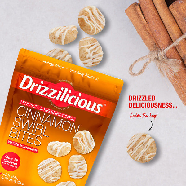 Drizzilicious Mini Rice Cake Bites, Cinnamon Swirl!