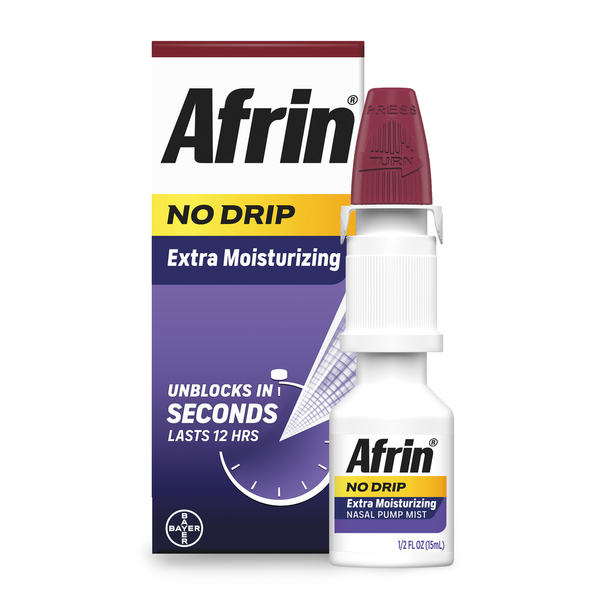 AFRIN No Drip Extra Moisturizing 12 Hour Nasal Decongestant Pump Mist