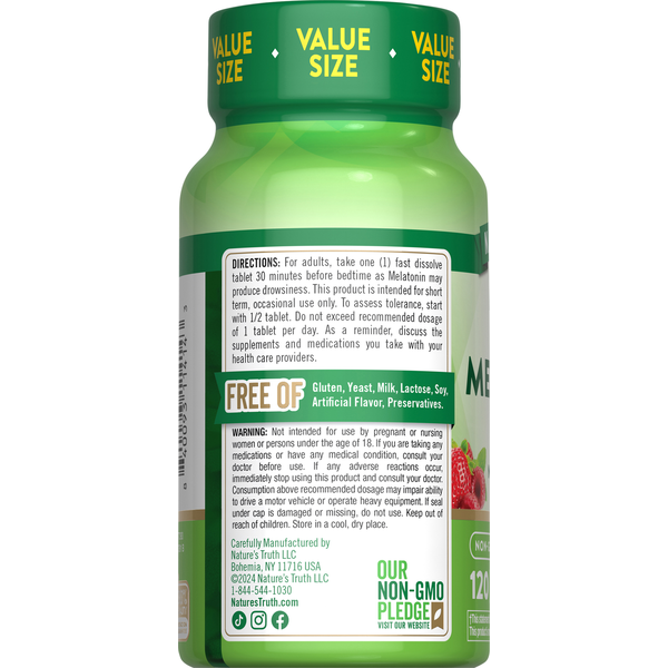 Nature's Truth Melatonin 12 mg Fast Dissolve Tablets, Natural Berry Flavor