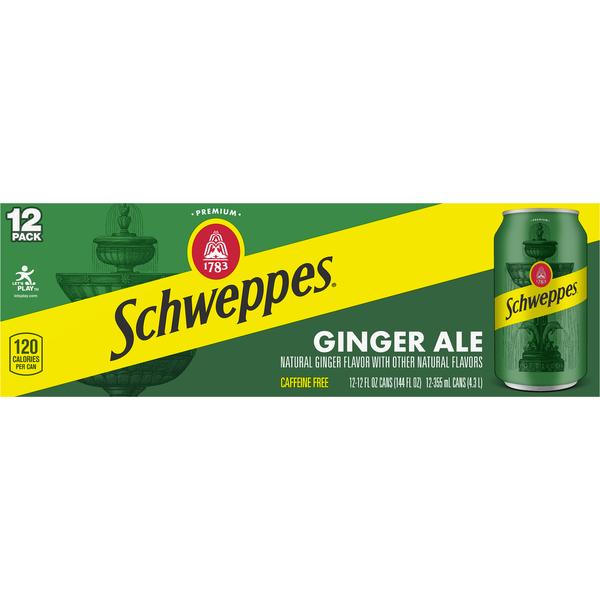 Schweppes Ginger Ale, Caffeine Free, 12 Pack
