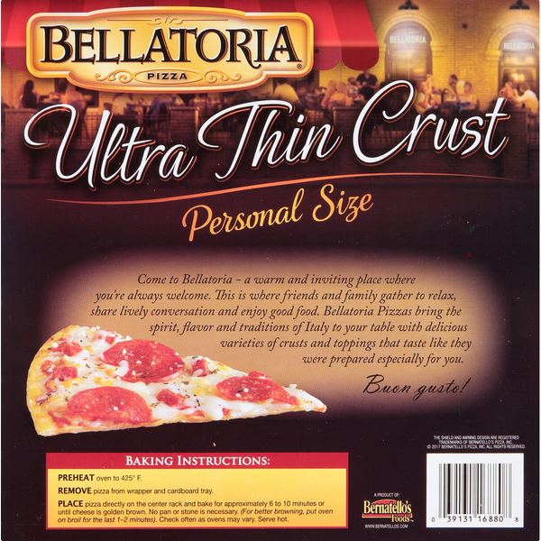 Bellatoria Pizza, Ultra Thin Crust, Ultimate Pepperoni, Personal Size