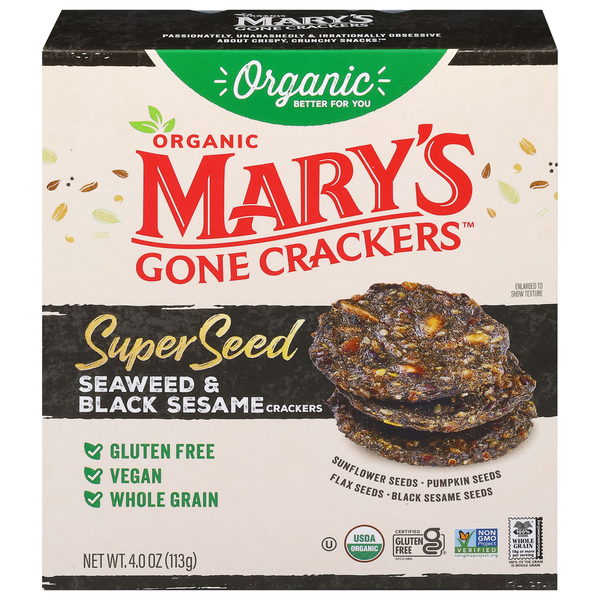 Mary's Gone Crackers Organic Super Seed Seaweed & Black Sesame Crackers