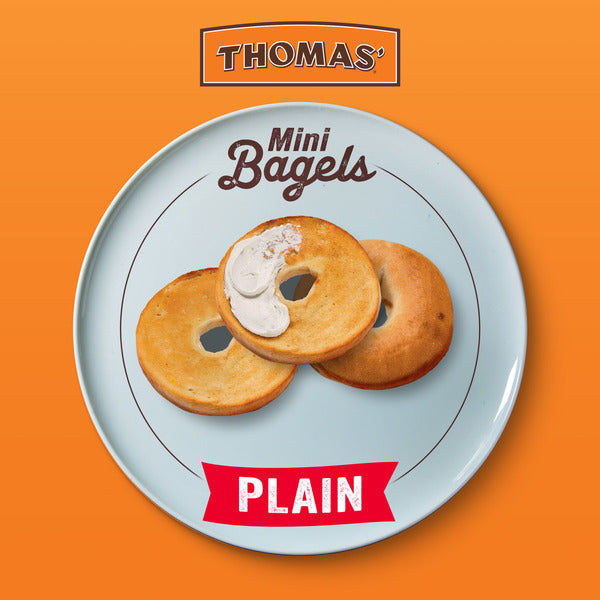 Thomas’ 10 ct, Plain, Mini Bagels, Kosher, Bagels, 15 oz